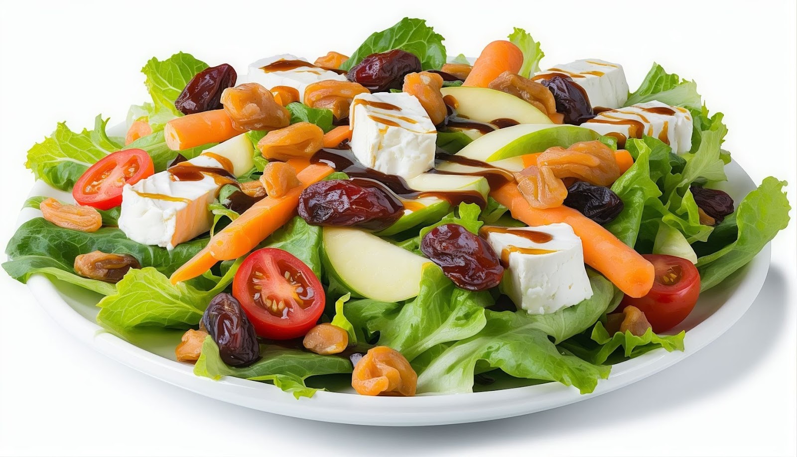 Ensalada con manzana, nueces y queso de cabra templado.